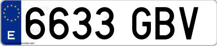 Ejemplo de matrícula española 6633 GBV