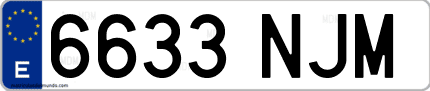Ejemplo de matrícula de coche ordinaria 6633 NJM