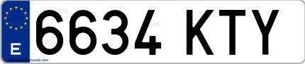 Ejemplo de matrícula española 6634 KTY