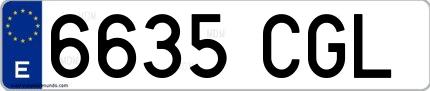 Ejemplo de matrícula española 6635 CGL