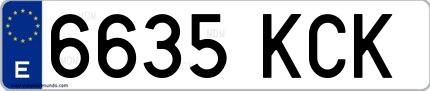 Ejemplo de matrícula española 6635 KCK