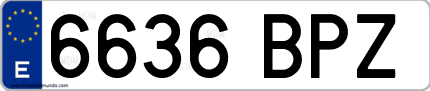 Ejemplo de matrícula de coche ordinaria 6636 BPZ