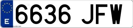Ejemplo de matrícula española 6636 JFW
