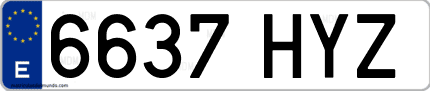 Ejemplo de matrícula de coche ordinaria 6637 HYZ