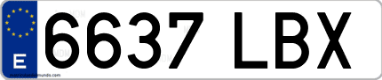 Ejemplo de matrícula de coche ordinaria 6637 LBX