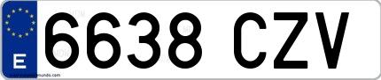 Ejemplo de matrícula española 6638 CZV
