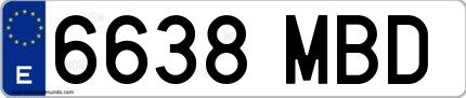 Ejemplo de matrícula española 6638 MBD