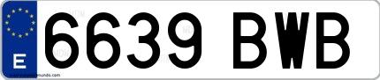 Ejemplo de matrícula española 6639 BWB