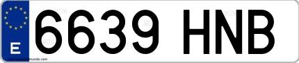 Ejemplo de matrícula española 6639 HNB