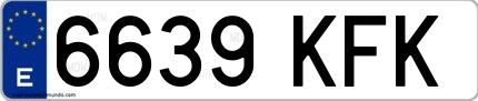 Ejemplo de matrícula española 6639 KFK
