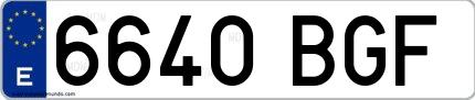 Ejemplo de matrícula española 6640 BGF