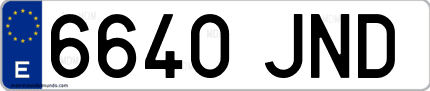 Ejemplo de matrícula de coche ordinaria 6640 JND