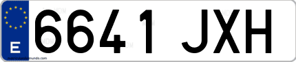 Ejemplo de matrícula de coche ordinaria 6641 JXH