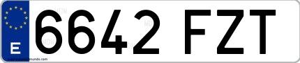 Ejemplo de matrícula española 6642 FZT