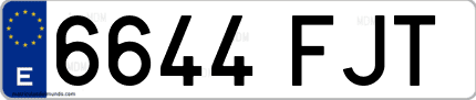 Ejemplo de matrícula de coche ordinaria 6644 FJT