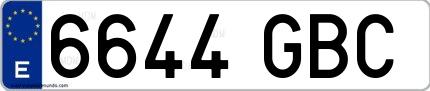 Ejemplo de matrícula española 6644 GBC