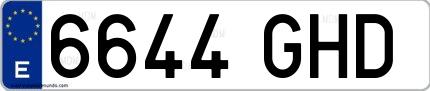 Ejemplo de matrícula española 6644 GHD