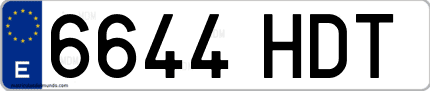 Ejemplo de matrícula de coche ordinaria 6644 HDT