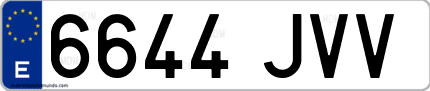 Ejemplo de matrícula de coche ordinaria 6644 JVV