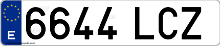Ejemplo de matrícula de coche ordinaria 6644 LCZ