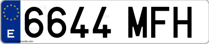 Ejemplo de matrícula de coche ordinaria 6644 MFH