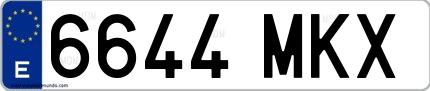Ejemplo de matrícula española 6644 MKX