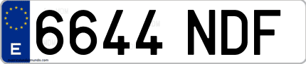 Ejemplo de matrícula de coche ordinaria 6644 NDF
