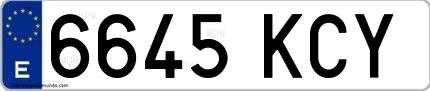 Ejemplo de matrícula española 6645 KCY