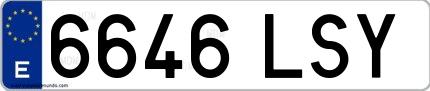 Ejemplo de matrícula española 6646 LSY