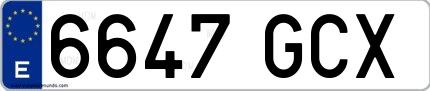 Ejemplo de matrícula española 6647 GCX
