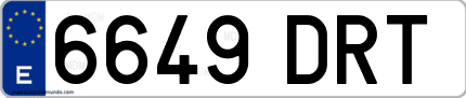 Ejemplo de matrícula de coche ordinaria 6649 DRT