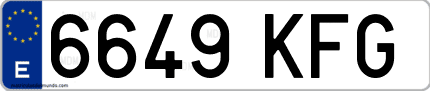 Ejemplo de matrícula de coche ordinaria 6649 KFG