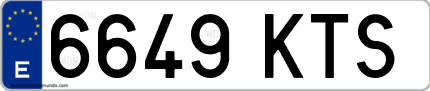 Ejemplo de matrícula de coche ordinaria 6649 KTS