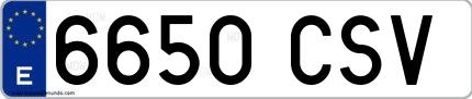Ejemplo de matrícula española 6650 CSV