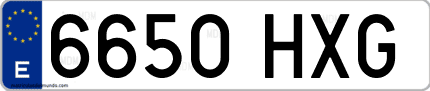 Ejemplo de matrícula de coche ordinaria 6650 HXG
