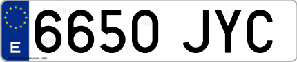 Ejemplo de matrícula de coche ordinaria 6650 JYC
