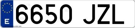 Ejemplo de matrícula española 6650 JZL
