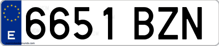 Ejemplo de matrícula de coche ordinaria 6651 BZN