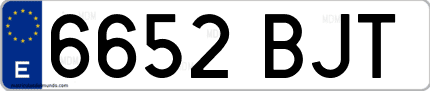 Ejemplo de matrícula de coche ordinaria 6652 BJT