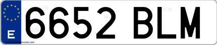 Ejemplo de matrícula española 6652 BLM