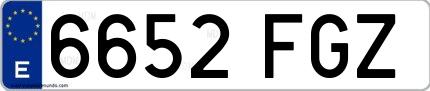 Ejemplo de matrícula española 6652 FGZ