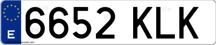 Ejemplo de matrícula de coche ordinaria 6652 KLK