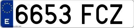 Ejemplo de matrícula española 6653 FCZ