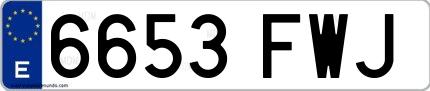 Ejemplo de matrícula española 6653 FWJ
