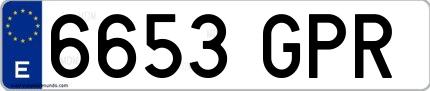 Ejemplo de matrícula española 6653 GPR