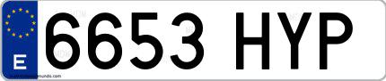 Ejemplo de matrícula española 6653 HYP