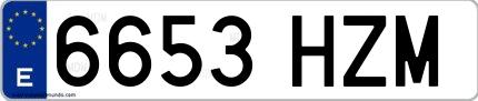 Ejemplo de matrícula española 6653 HZM