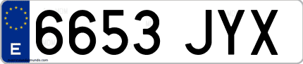 Ejemplo de matrícula de coche ordinaria 6653 JYX