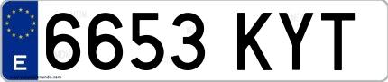 Ejemplo de matrícula española 6653 KYT