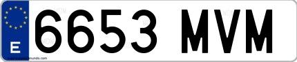 Ejemplo de matrícula española 6653 MVM